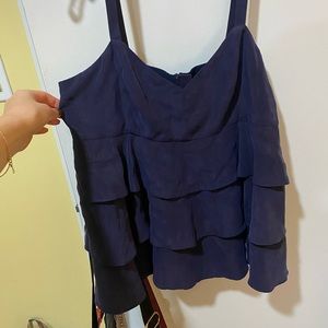 Navy Blue Ruffle Tank